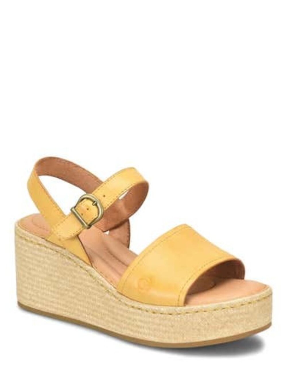 Born Santos Sandals Leather Platform Wedge Heel Yellow Size 10 NEW
